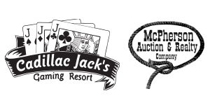 Business logo with three Jack playing cards and says, "Cadillac Jacks Gaming Resort."