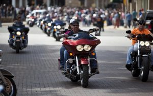 Riding down Historic Main Street