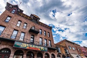 Close up of Historic Bullock Hotel on a sunny day