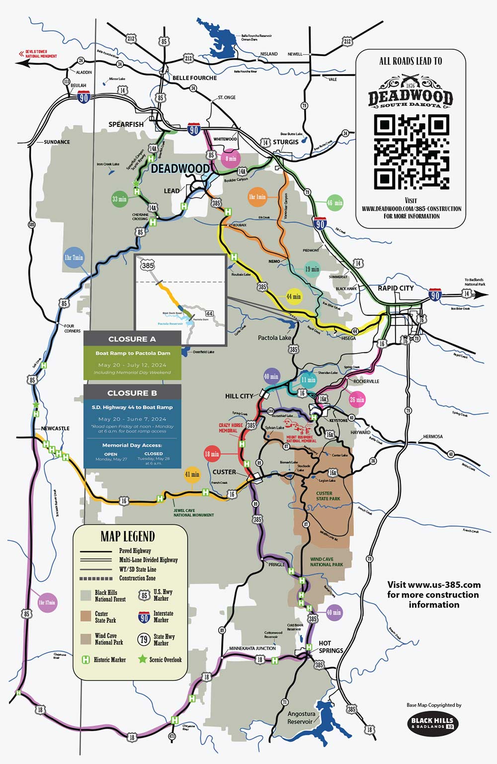 Highway 385 Construction Map Alternative Routes
