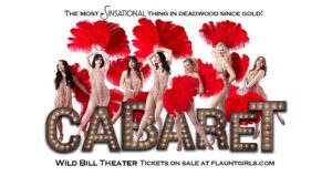 photo of multiple women in nude-colored costumes holding large red feather fans.