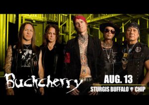 Photo of the band made up of 5 men, yellow highlights, with Collective Soul, August 13, Sturgis Buffalo Chip in white text.