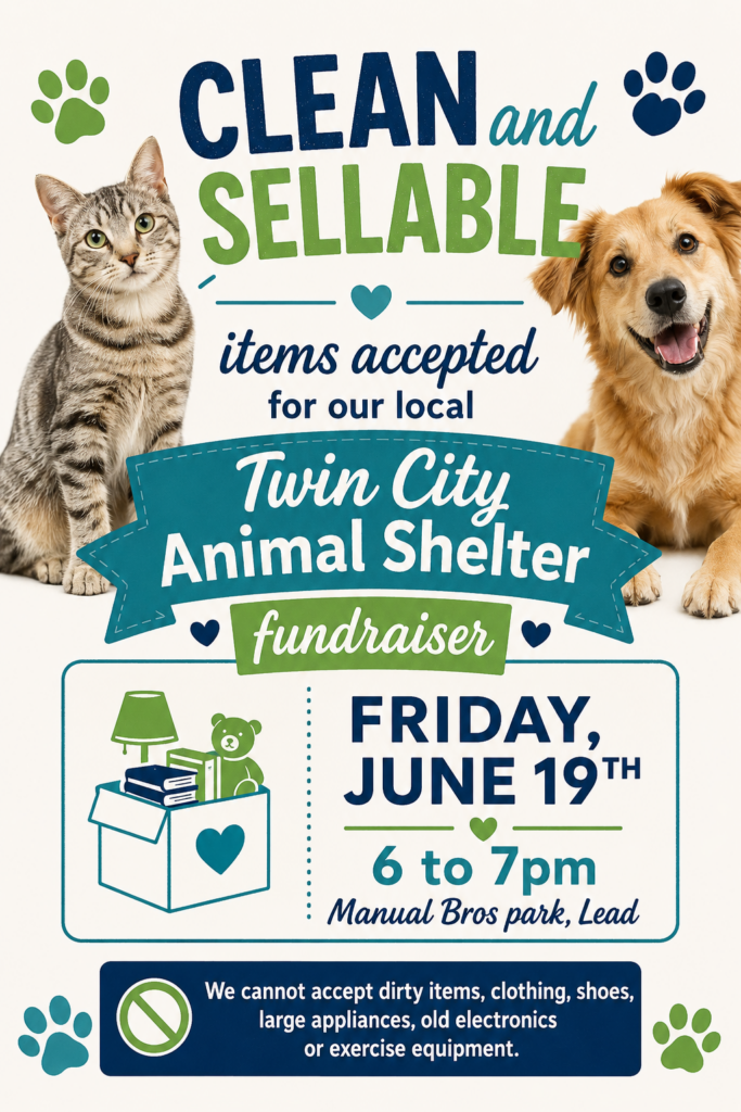donation poster for the twin city animal shelter