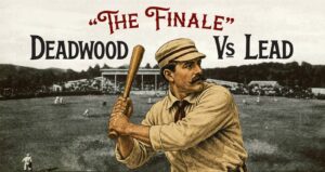 "The Finale" Deadwood Vs Lead Vinatage Baseball game depicted